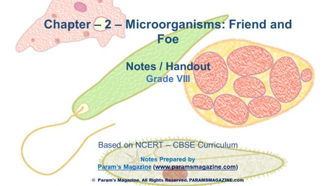 Notes Microorganisms Friend And Foe Chapter 2 Cbse Class 8 Param S Magazine